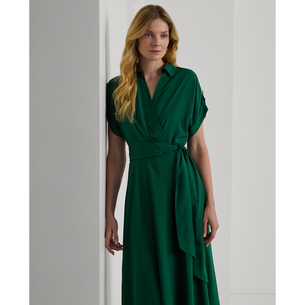 Cr&ecirc;pekleid mit G&uuml;rtel Lauren in Deep Emerald 4