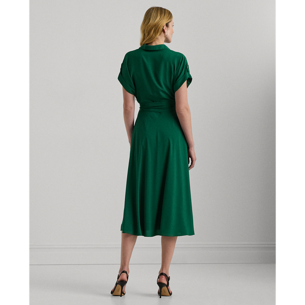 Cr&ecirc;pekleid mit G&uuml;rtel Lauren in Deep Emerald 5