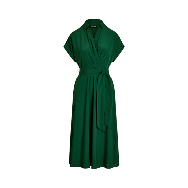 Cr&ecirc;pekleid mit G&uuml;rtel Lauren in Deep Emerald 2