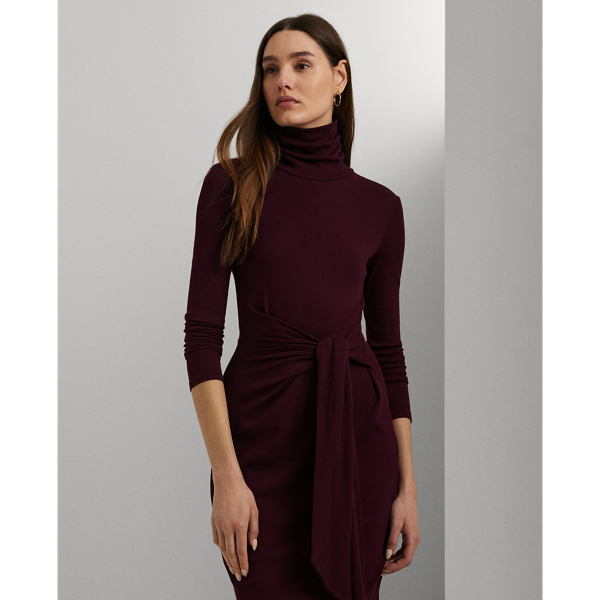 Pinot Noir Tie-Front Turtleneck Dress Lauren 4