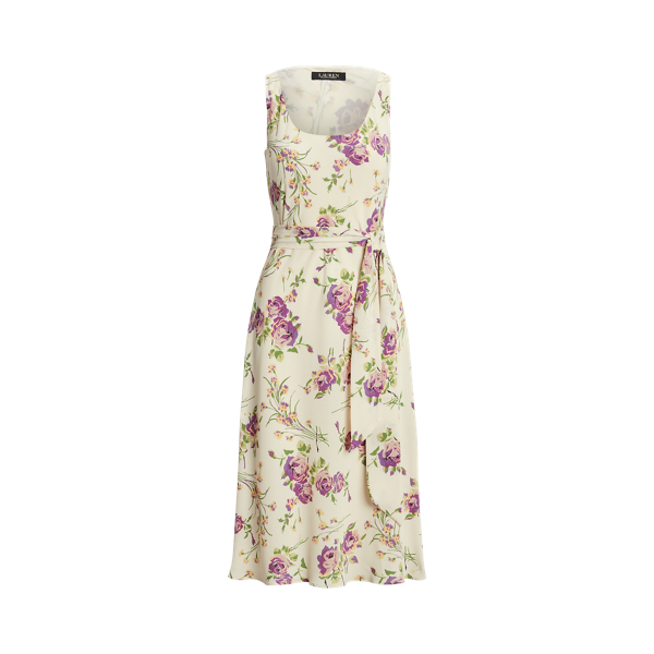 Floral Belted Crepe Sleeveless Dress for Women | Ralph