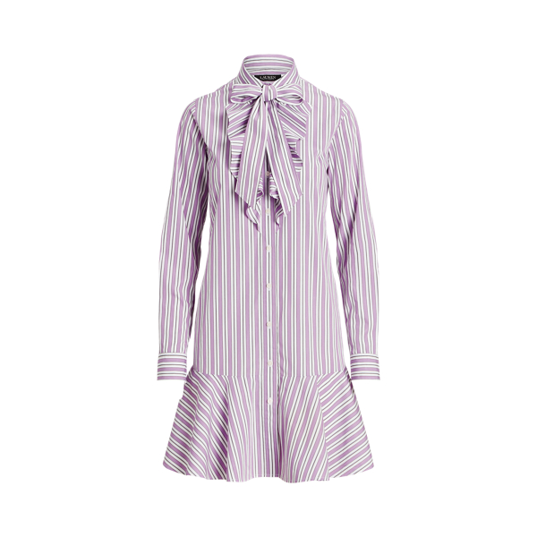 Ralph Lauren☆Striped Tie-Waist Broadcloth Shirtdress ワンピ Lauren Ralph Lauren Women's Striped Tie-Waist Broadcloth