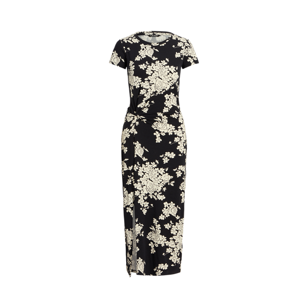 特価！Ralph Lauren Floral-Embroidery Mesh-Yoke レース ワンピ Floral Jersey Twist-Front Midi Dress