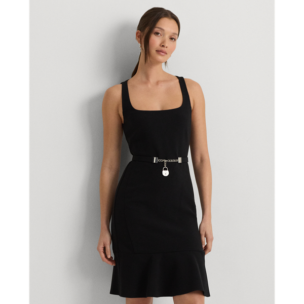 Black Belted Double-Faced Crepe Dress Lauren 4