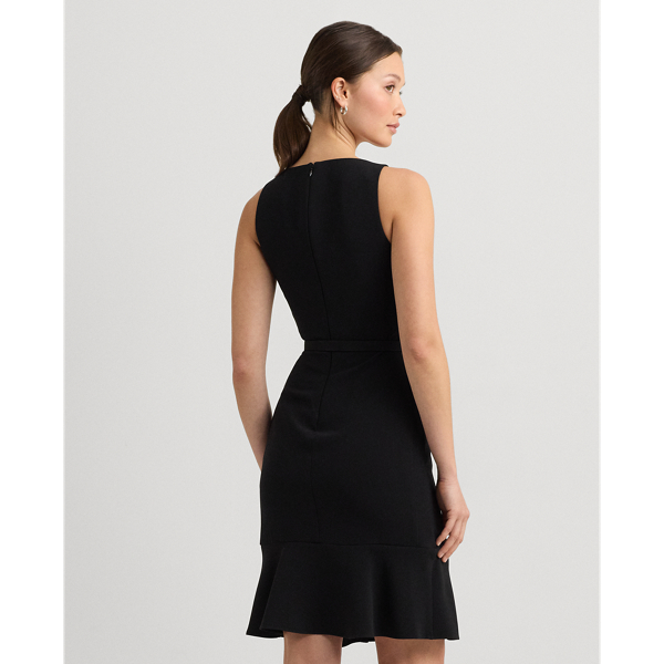 Black Belted Double-Faced Crepe Dress Lauren 5