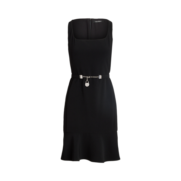 Black Belted Double-Faced Crepe Dress Lauren 2