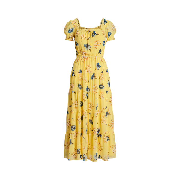 Robe fleurie &agrave; manches ballons georgette Lauren en 1