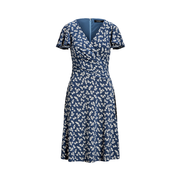 Robe fleurie col&nbsp;V crois&eacute; jersey stretch Lauren en 1