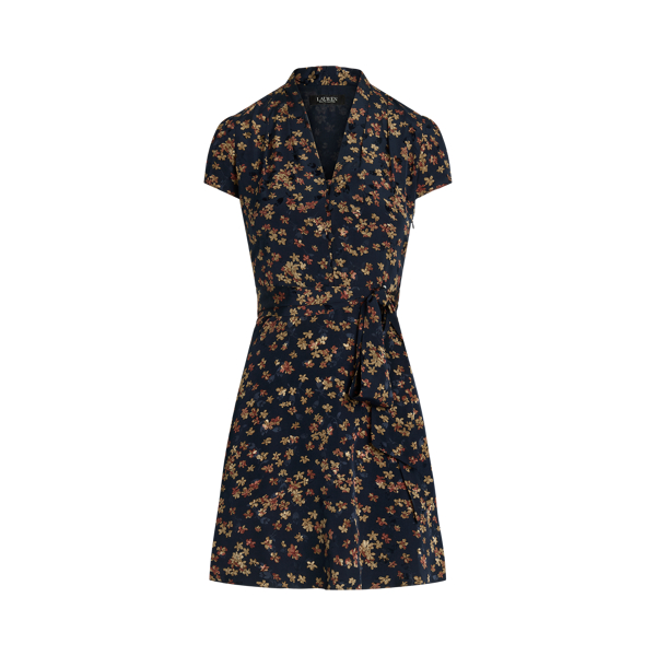 Floral Belted Crinkle Georgette Dress | Ralph Lauren