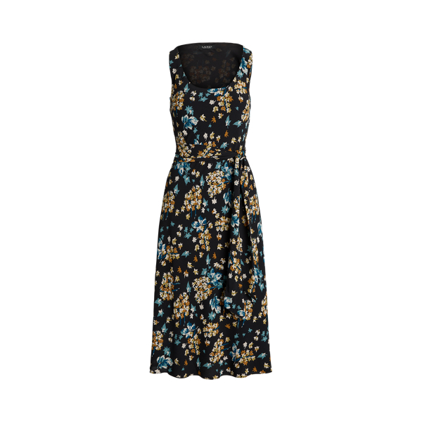 Gebl&uuml;mtes Cr&ecirc;pekleid mit G&uuml;rtel Lauren in 1