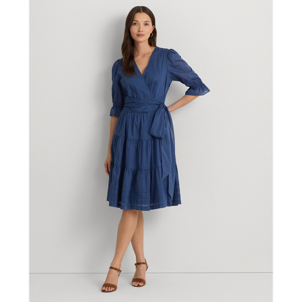 Tie-Front Cotton Voile Surplice Dress