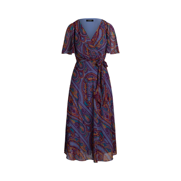 Gekreukte georgette paisley jurk Lauren in 1