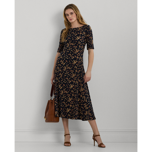 Floral Stretch Cotton Midi Dress