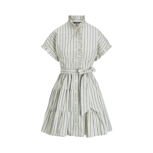 Striped Cotton Broadcloth Shirtdress