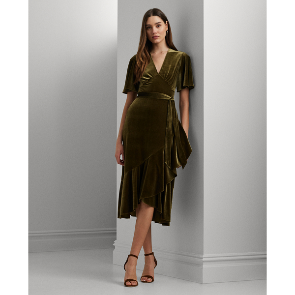 Ralph lauren green wrap dress on sale