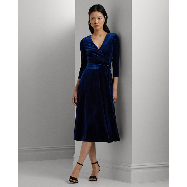 Lauren ralph lauren velvet surplice dress on sale