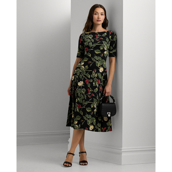 Floral Stretch Cotton Midi Dress