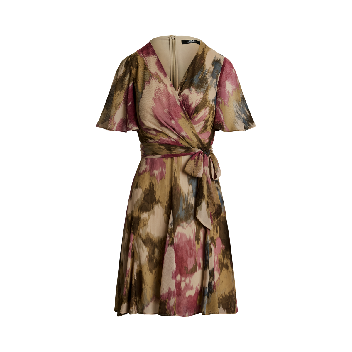 Floral Crinkle Georgette Surplice Dress