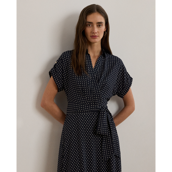 Ralph lauren polka dot crepe dress best sale