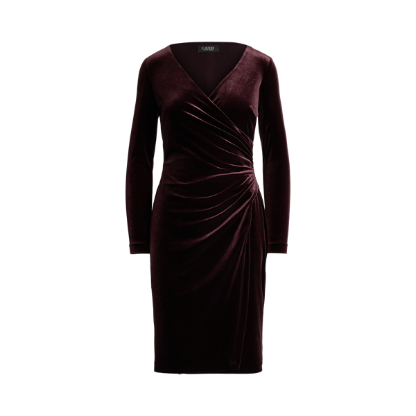Royal Claret Velvet Stretch Velvet Surplice Dress Lauren 2