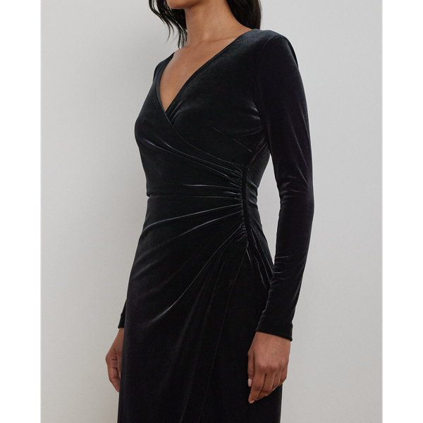Stretch Velvet Surplice Dress