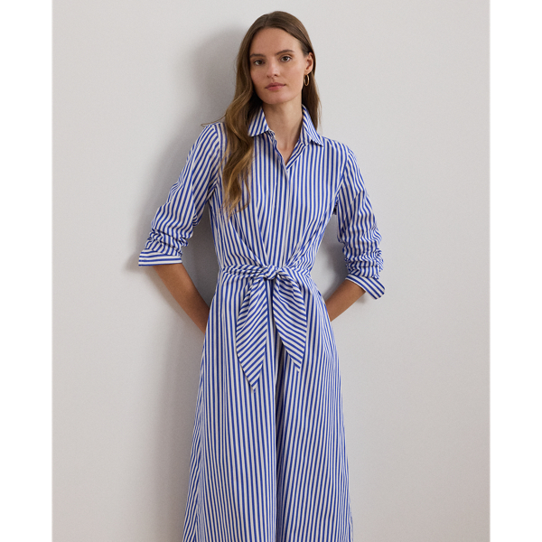 Ralph Lauren☆Striped Tie-Waist Broadcloth Shirtdress ワンピ LAUREN RALPH LAUREN Striped Tie-front Broadcloth Shirtdress