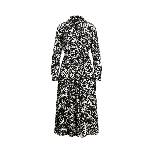 Robe mi-longue en cr&ecirc;pe fleuri
