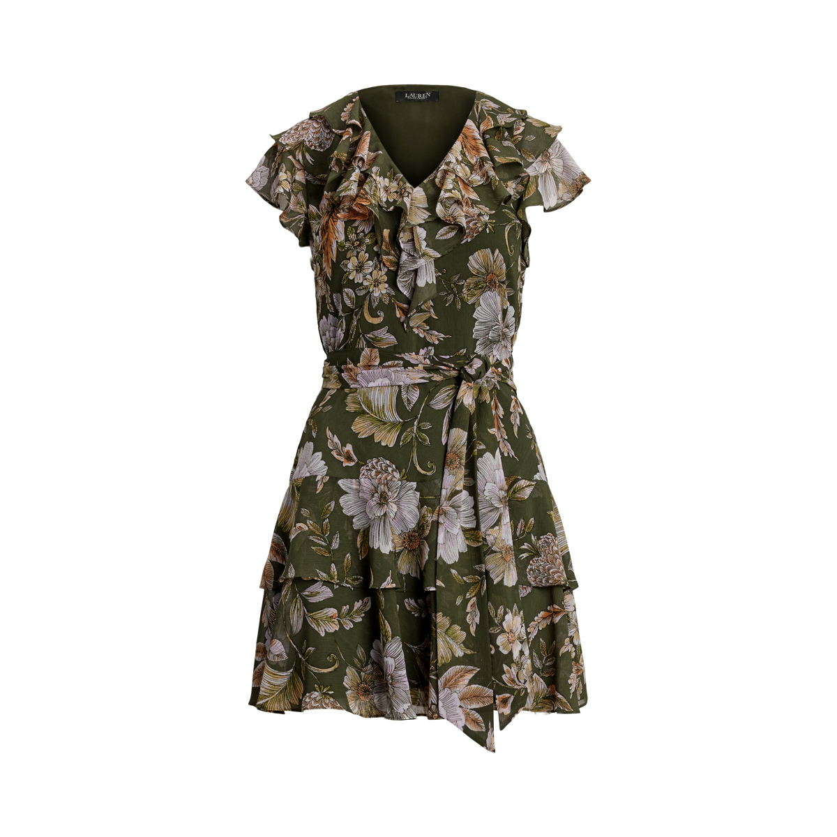 【LAUREN RALPH LAUREN】BELTED FLORAL CRINKLE GEORGETTE DRESS Floral Belted Crinkle Georgette Dress | Ralph Lauren