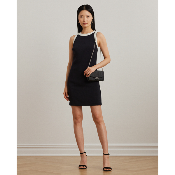 Two-Tone Crepe Sleeveless Shift Dress
