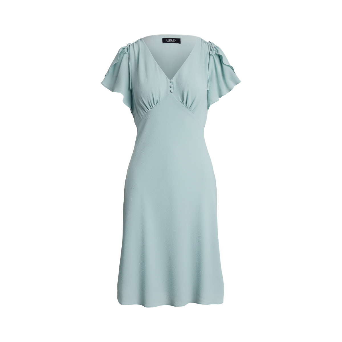 Bubble Crepe Flutter-Sleeve Dress