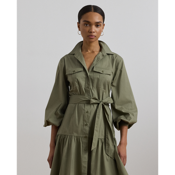 Belted Cotton-Blend Shirtdress