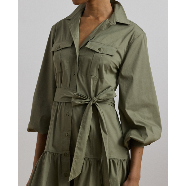 Belted Cotton-Blend Shirtdress