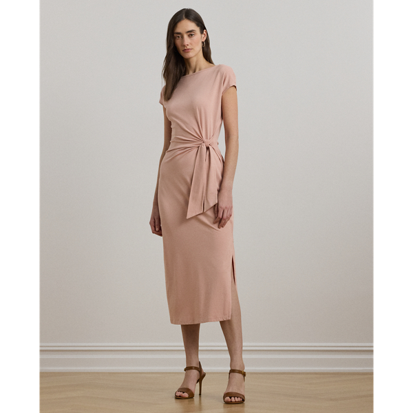 Sunrise Blush Jersey-Midikleid mit Schnürdetail Lauren 1