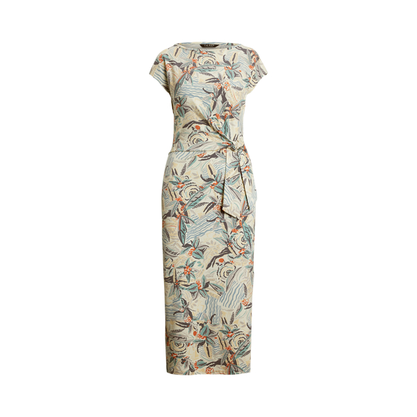 【POLO RALPH LAUREN】floral-print cotton ミディ ドレス Floral Twist-Front Jersey Dress