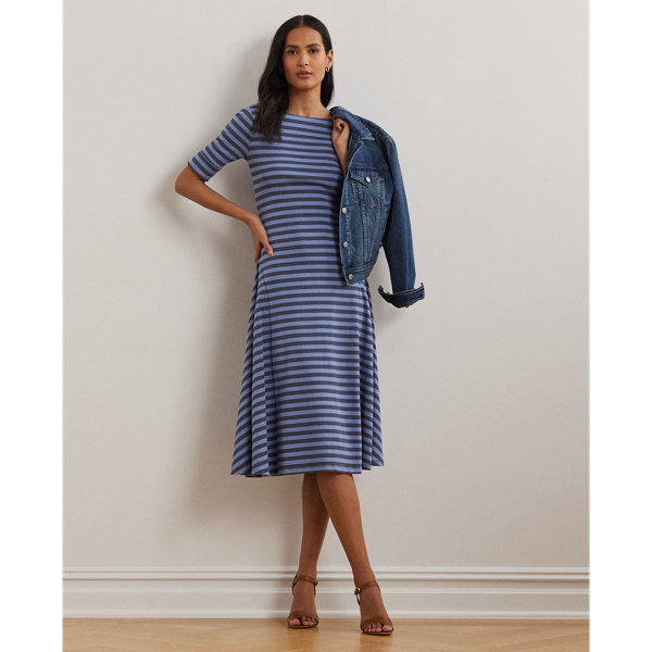 Indigo/Blue Midikleid aus Baumwollstretch Lauren 1