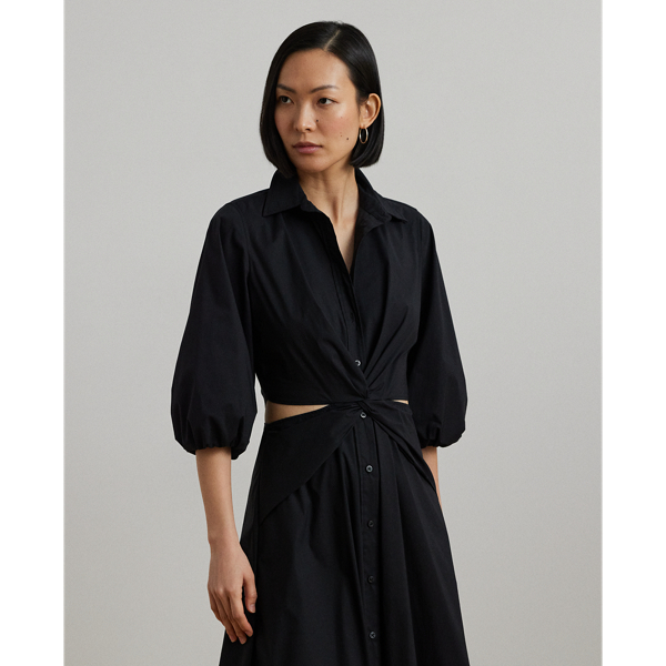 送関込☆RALPHLAUREN COTTON-BLEND BUBBLE-SLEEVE SHIRTDRESS Cotton-Blend Bubble-Sleeve Shirtdress for Women | Ralph