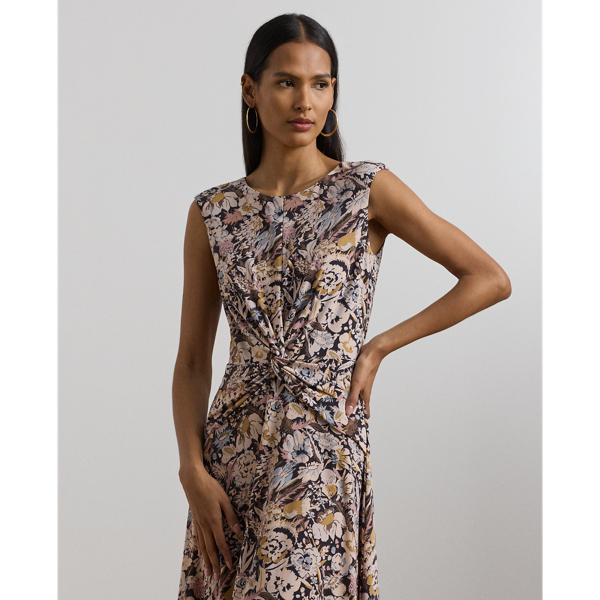 Floral Twist-Front Jersey Dress
