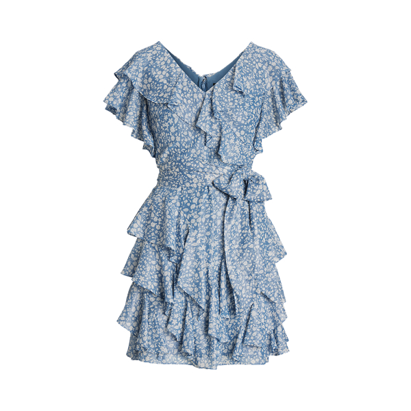 Floral Crinkle Georgette Surplice Dress