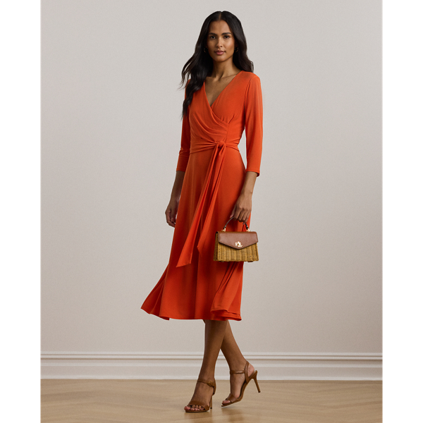 Orange Lily Robe col en V croisé en jersey Lauren Petite 1
