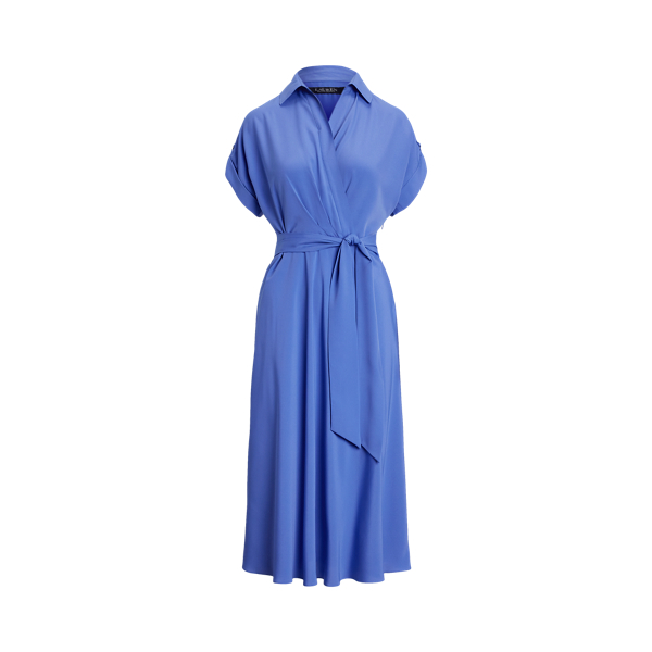 Floral Belted Crepe Sleeveless Dress