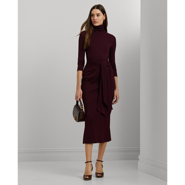 Tie Front Roll Neck Dress