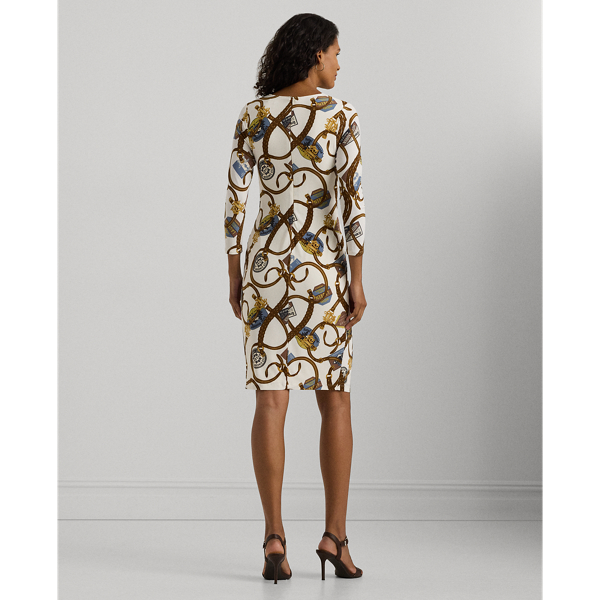 Robe devant crois&eacute; motif brides jersey Lauren Petite en Cr&egrave;me multi 5