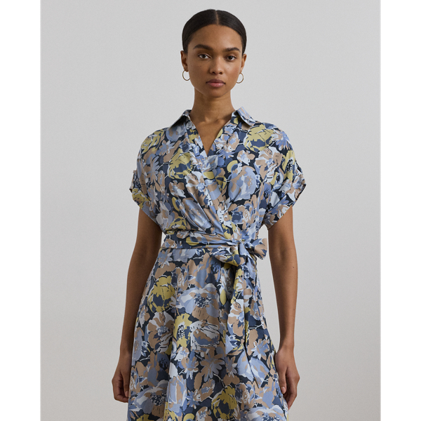 Floral Belted Crepe Dress