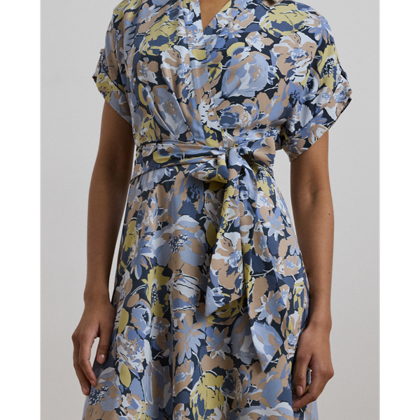 Floral Belted Crepe Dress