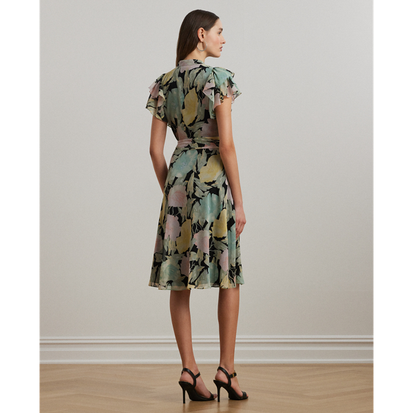 Floral Belted Georgette Shirtdress