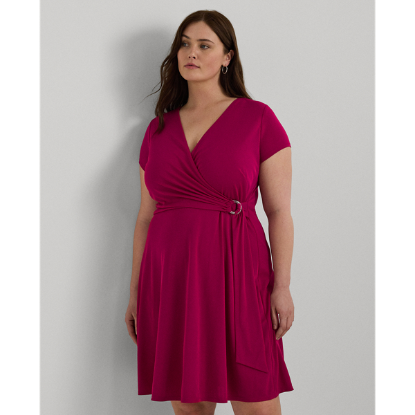 Jerseykleid mit V-Ausschnitt Lauren Woman in Fuchsia-Beerenrot 4