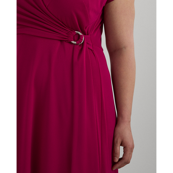 Jerseykleid mit V-Ausschnitt Lauren Woman in Fuchsia-Beerenrot 6