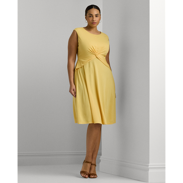 Primrose Yellow Twist-Front Jersey Dress Lauren Woman 1