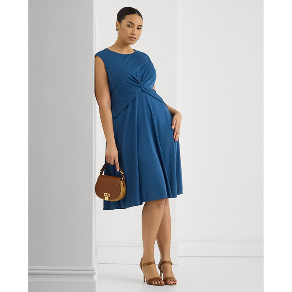 Indigo Dusk Twist-Front Jersey Dress Lauren Woman 1