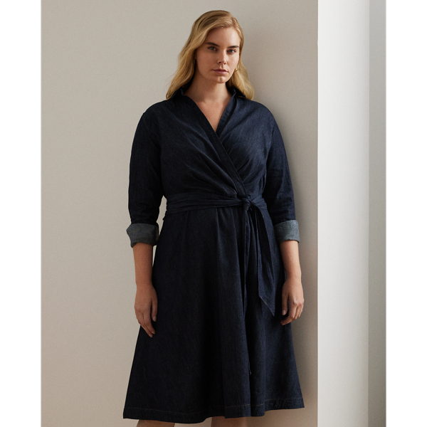 Denim Long-Sleeve Midi Dress